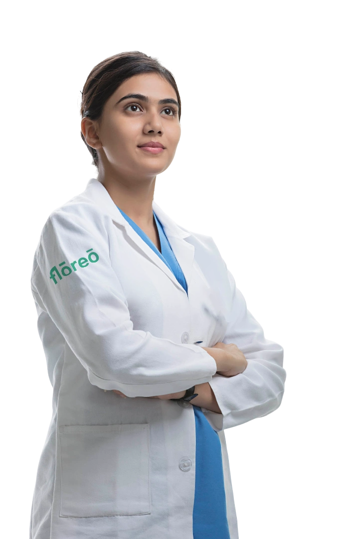Lady therapist in Floreo white coat symbolizing trust and care